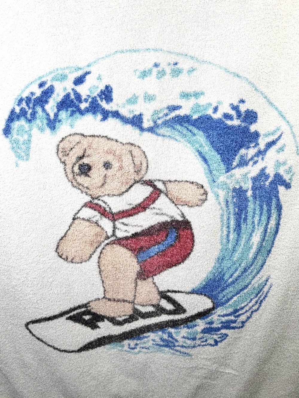 Vintage Ralph Lauren Polo Bear Surfing Beach Towel Large 69x35 Cotton - Picture 3 of 14